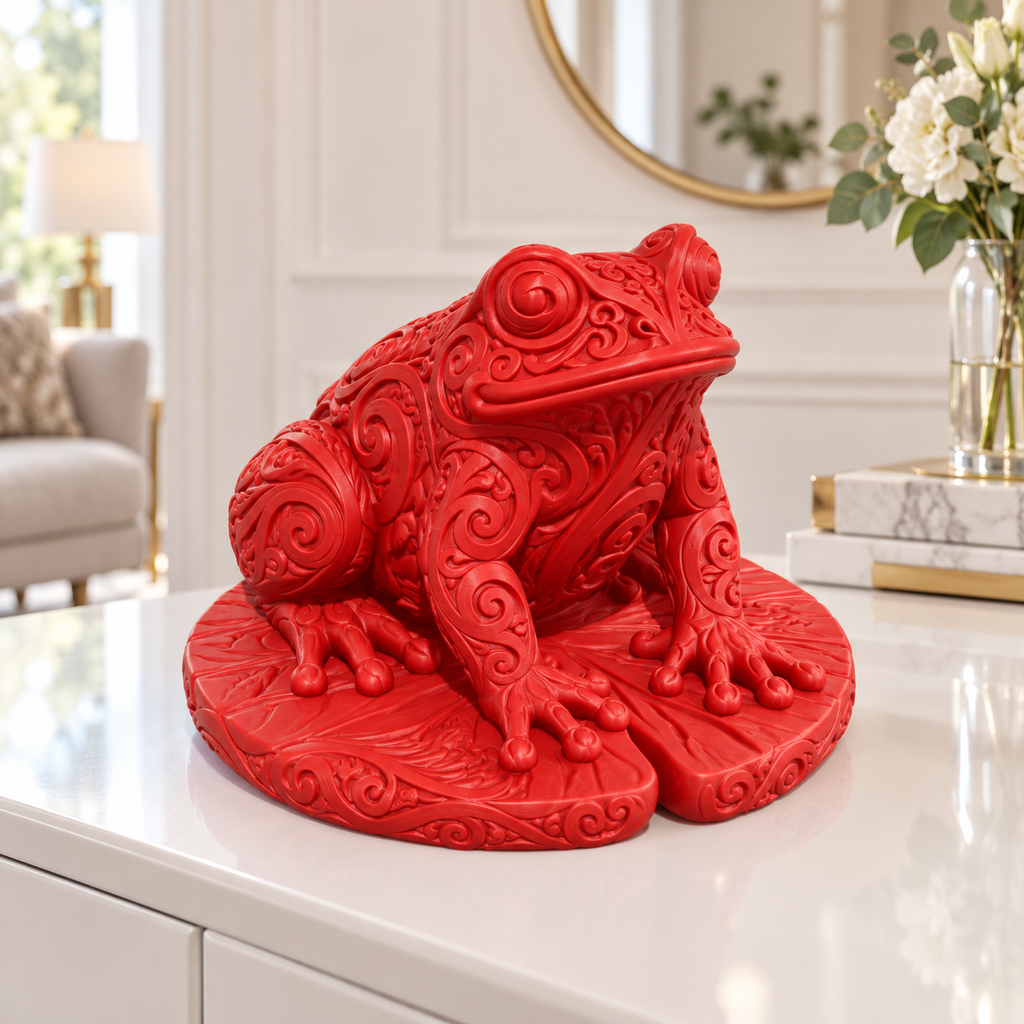 Frosch auf Seerosenblatt Ornament - Rot gedruckt Wohnzimmer