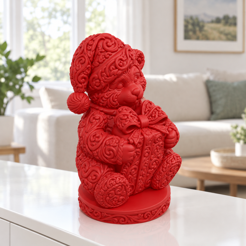 Teddy mit Geschenk Ornament - Rot gedruckt Wohnzimmer