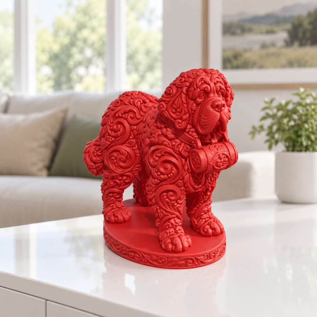 Bernhardiner mit Fass Ornament - Rot gedruckt Wohnzimmer