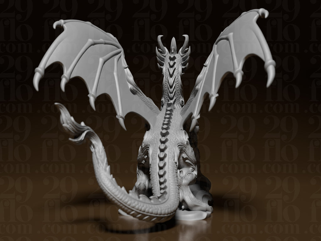 Floral-Drachenskulptur – Geflügelter Fantasy-Drache FehnFactory