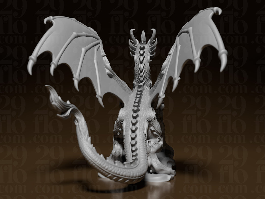 Floral-Drachenskulptur – Geflügelter Fantasy-Drache FehnFactory