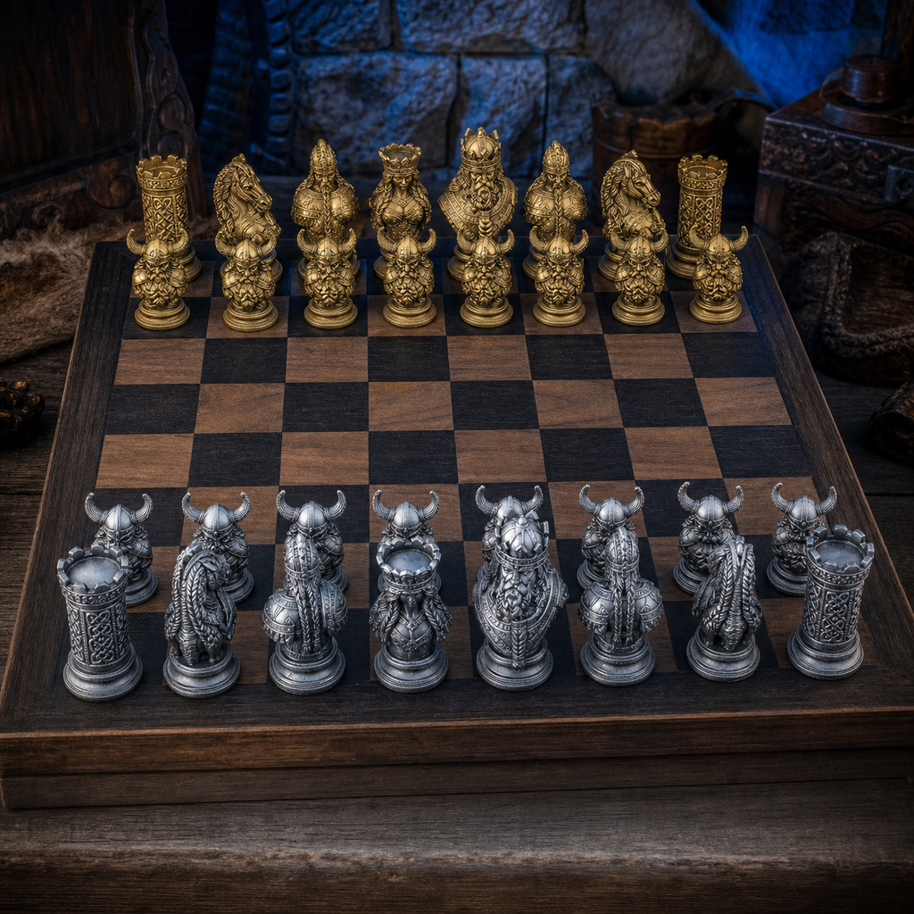 Wikinger-Schach – 32 handbemalte PLA-Figuren FehnFactory