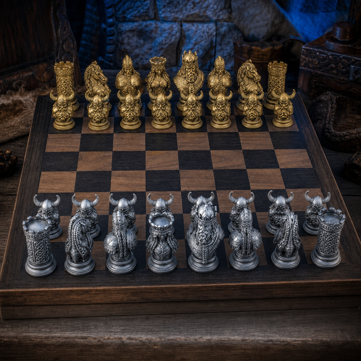 Wikinger-Schach – 32 handbemalte PLA-Figuren FehnFactory