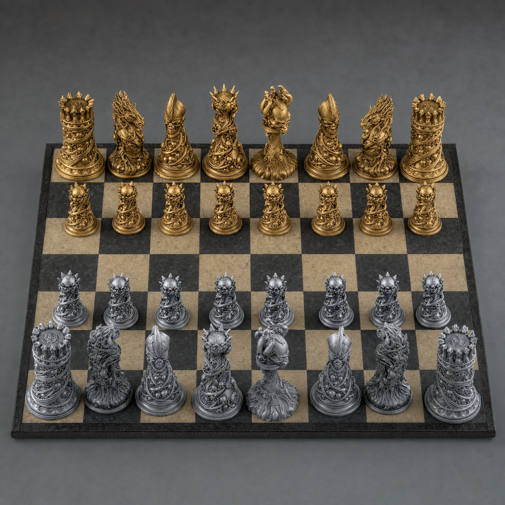 Gothic-Schach – 32 handbemalte PLA-Figuren FehnFactory