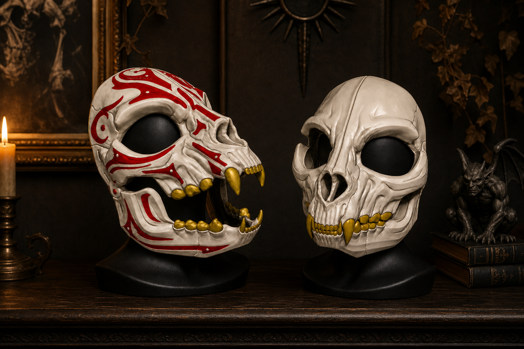 Feline Skull Mask – mehrfarbige Katzen-Totenkopfmaske FehnFactory