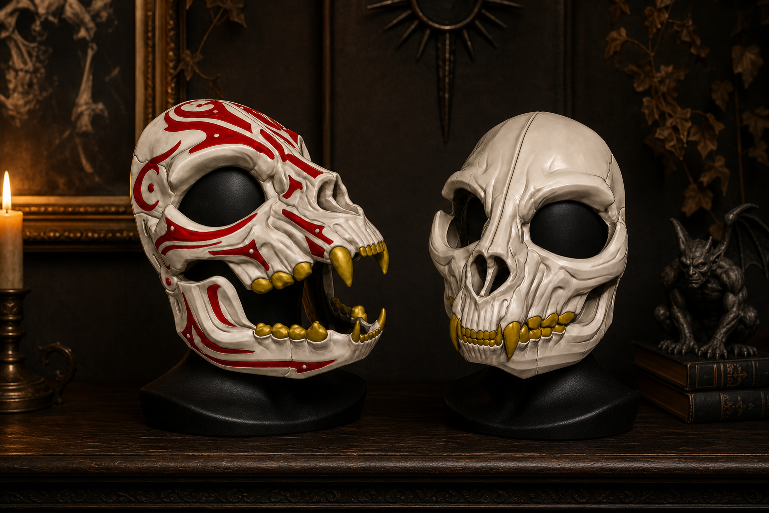 Feline Skull Mask – mehrfarbige Katzen-Totenkopfmaske FehnFactory