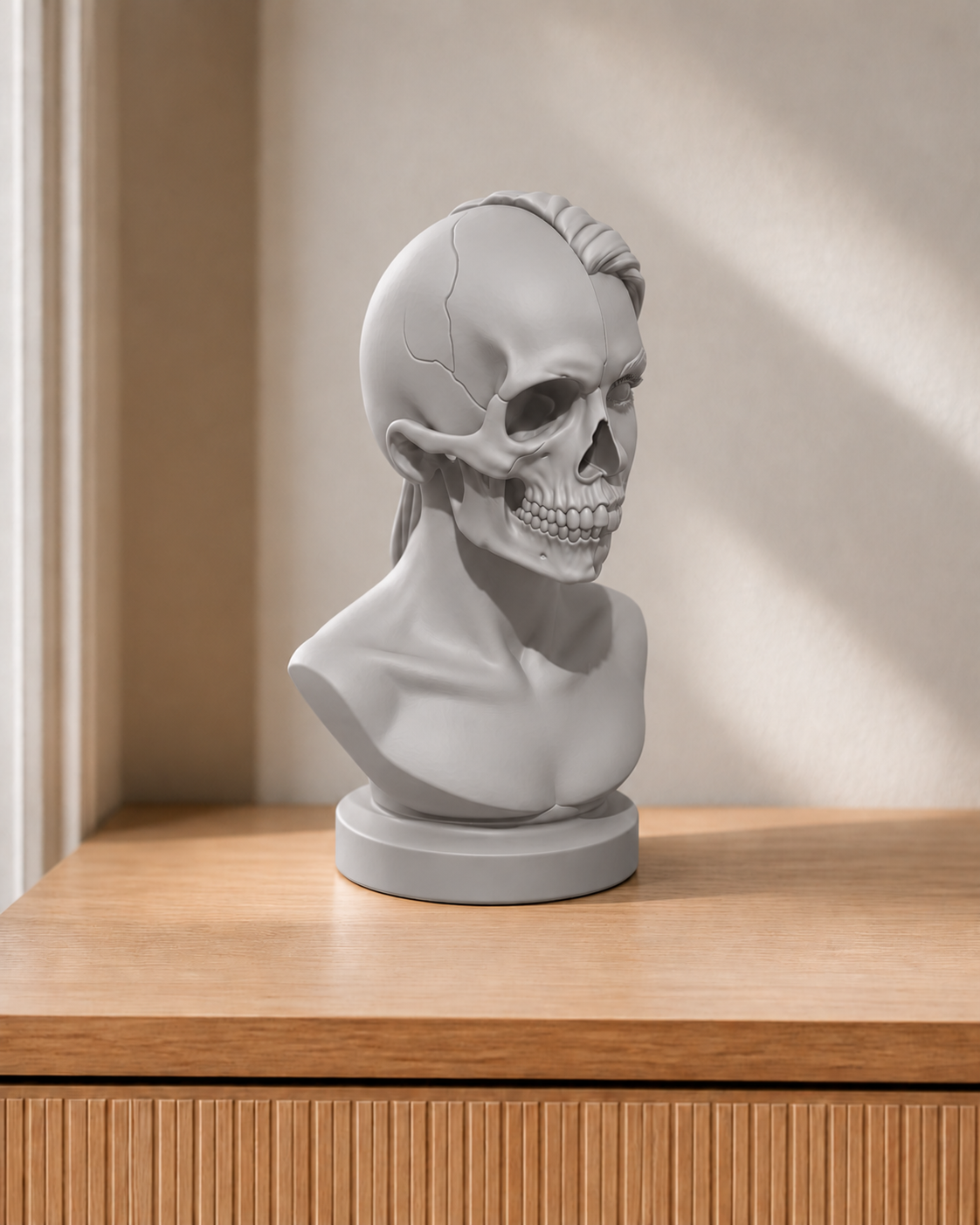 Totenkopf-Büste Frau – 06_silber print