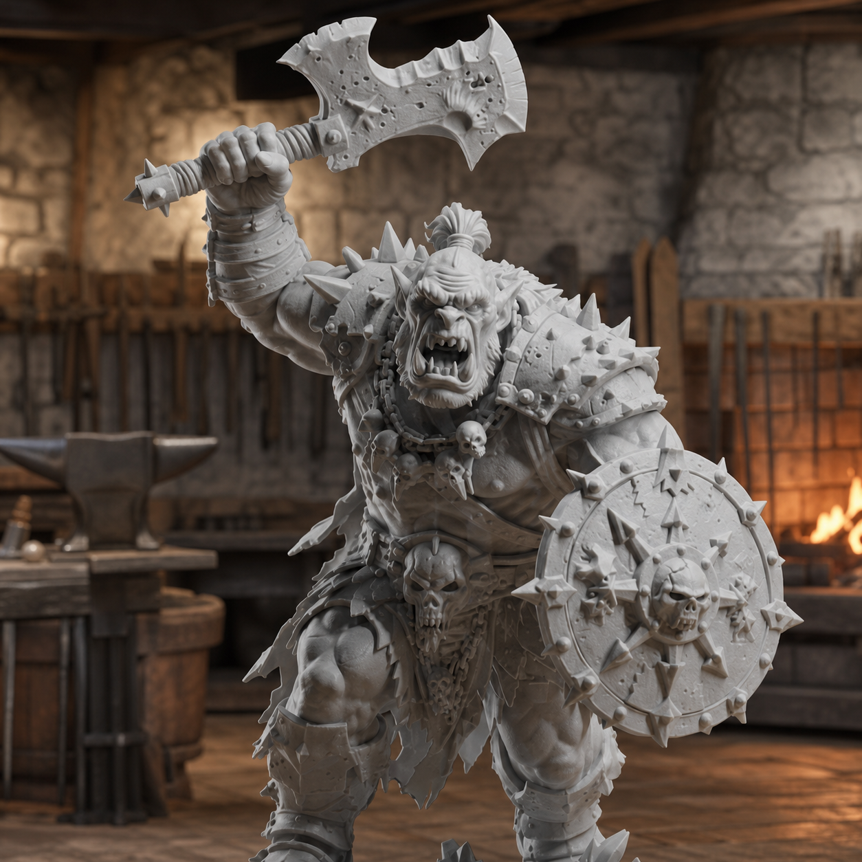 Ork Berserker – Dark-Fantasy-Kriegerskulptur FehnFactory
