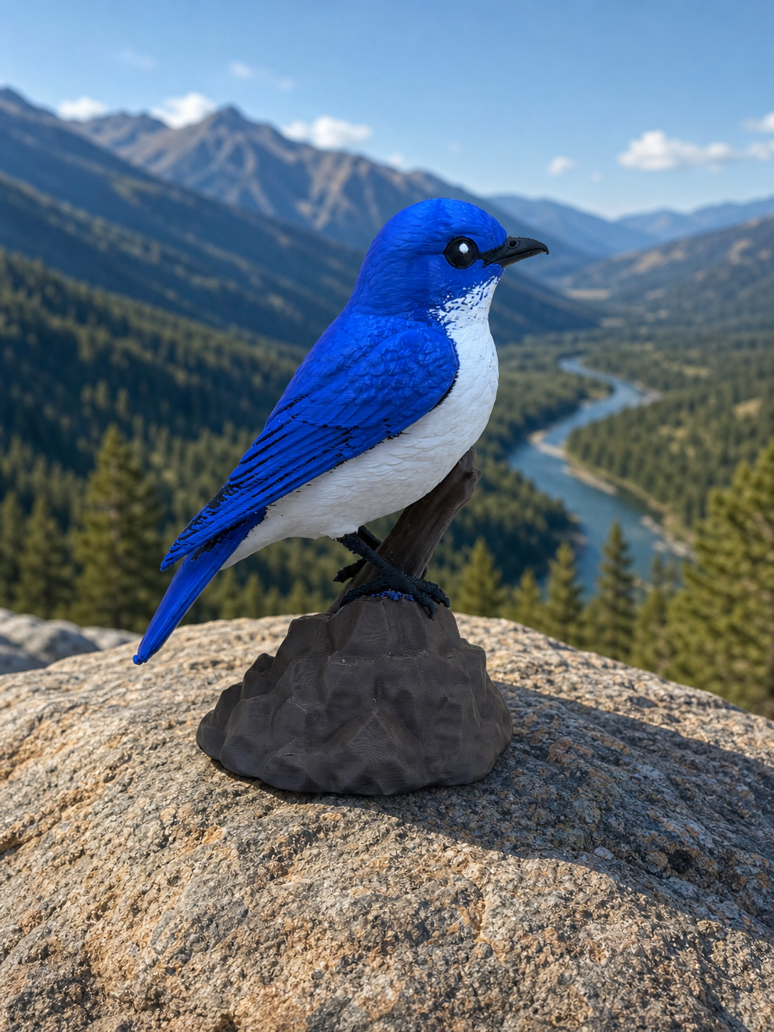 Berghüttensänger – Mehrfarbige Mountain-Bluebird-Skulptur FehnFactory