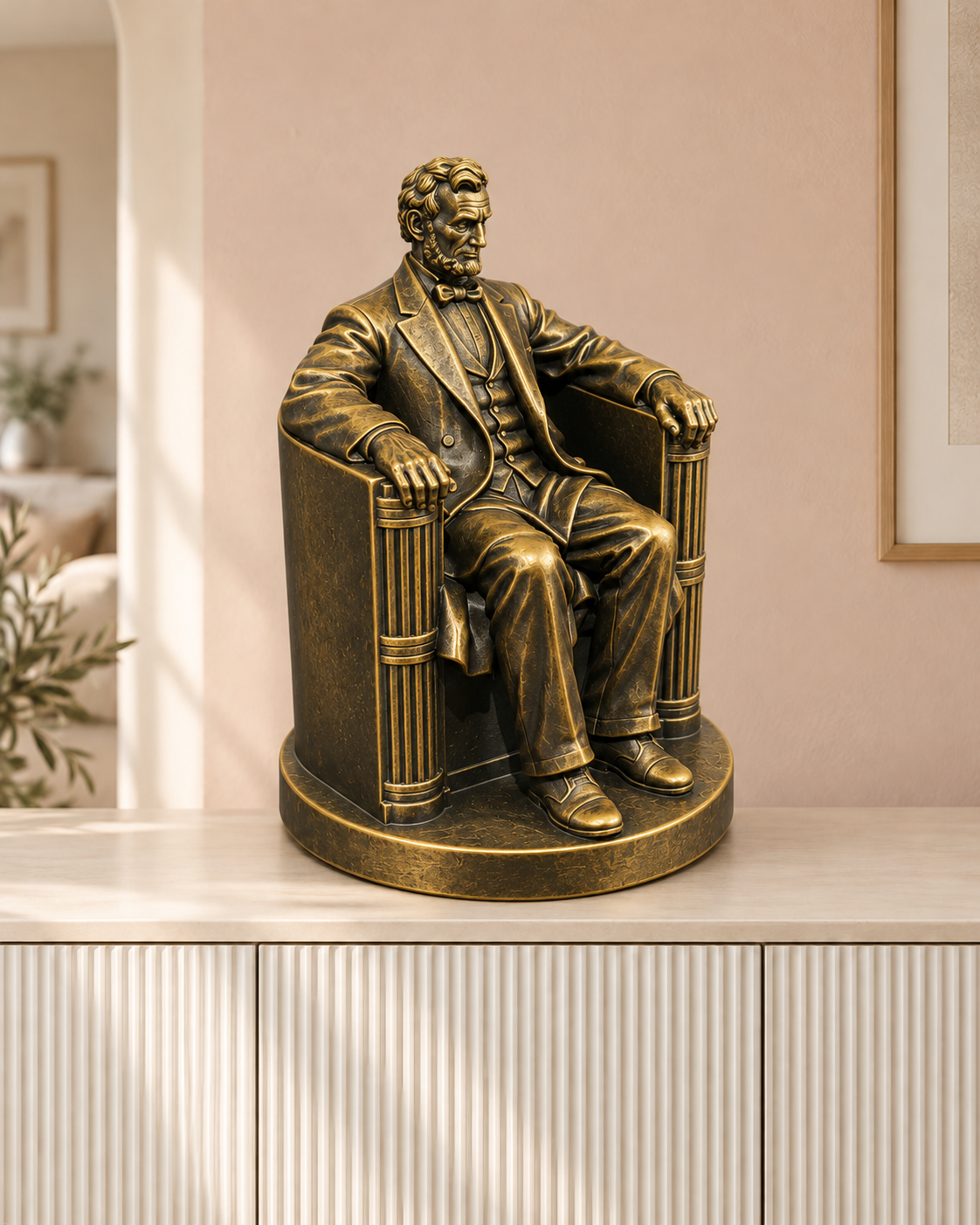 Abraham Lincoln sitzend - Gold – handbemalt