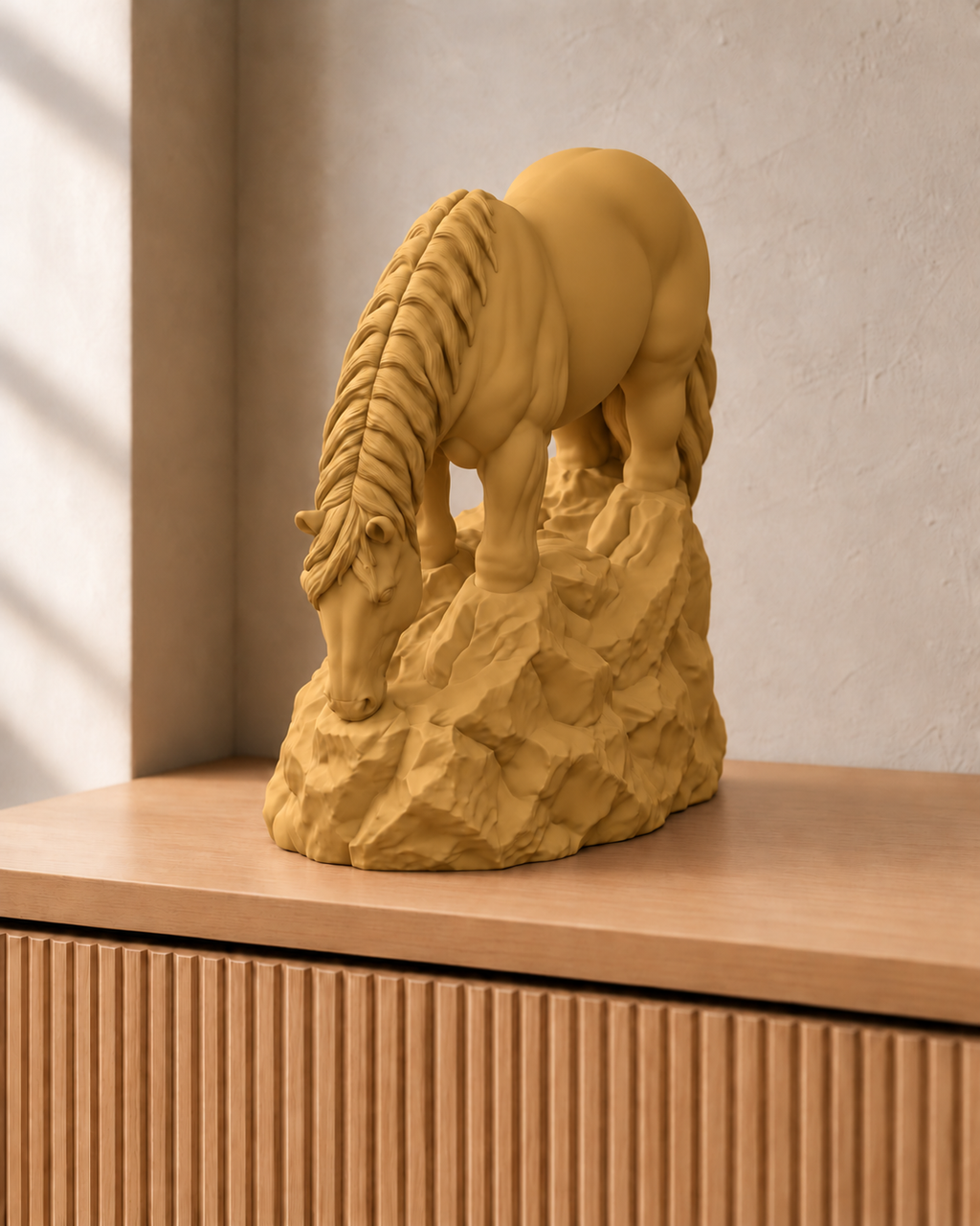 Pferd grasend – Pferdefigur – 07 handbemalt gold