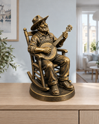 Banjo-Spieler im Schaukelstuhl – 07 handbemalt gold
