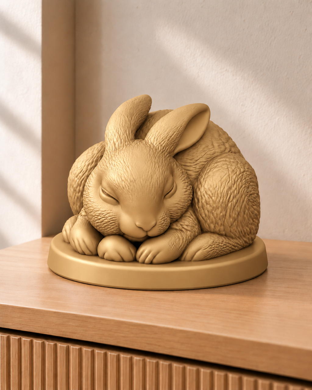 Hase schlafend – Hasenfigur – 07 handbemalt gold