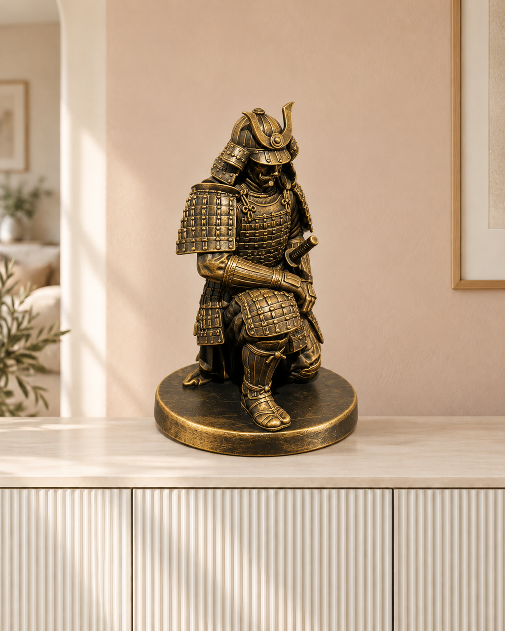 Samurai kniend - 07-handbemalt-gold