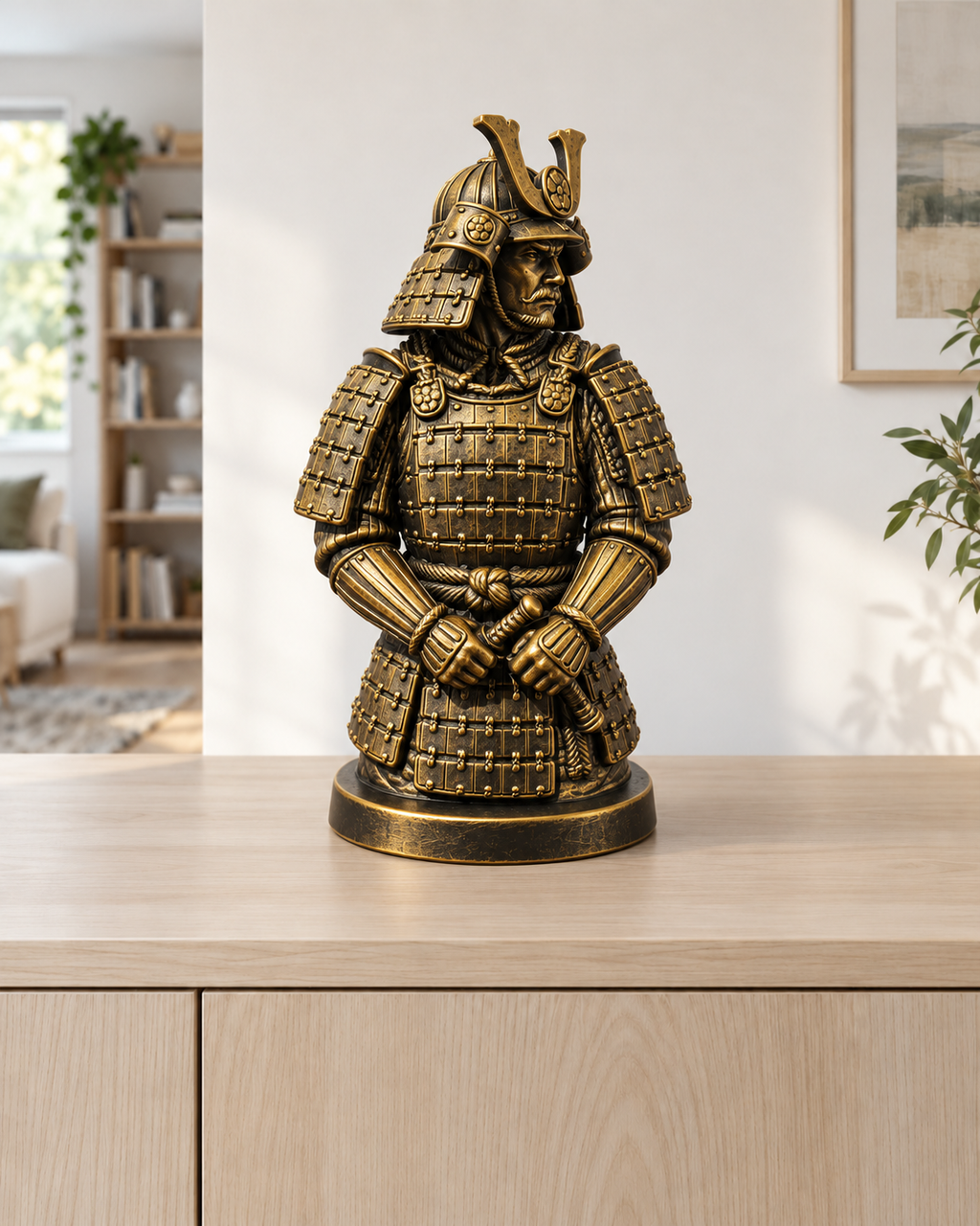 Samurai-Büste - 07-handbemalt-gold