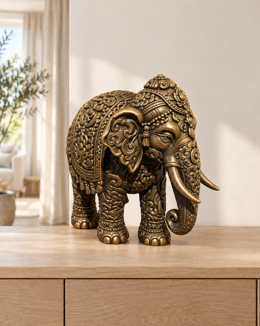 Thai-Elefant – 07 handbemalt gold