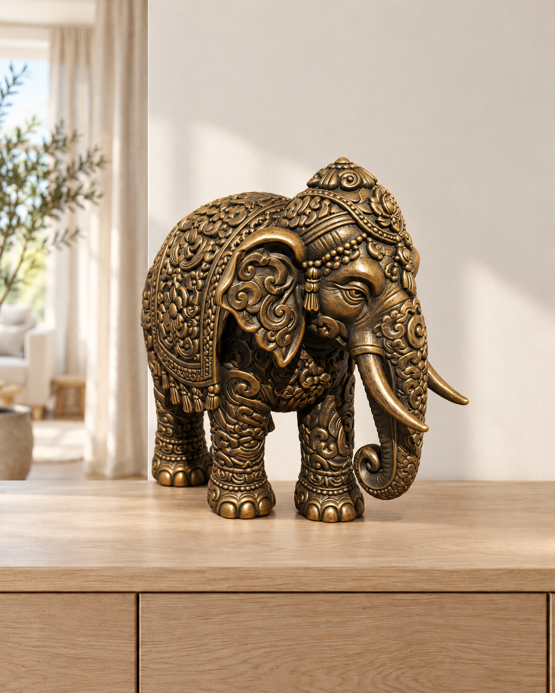 Thai-Elefant – 07 handbemalt gold