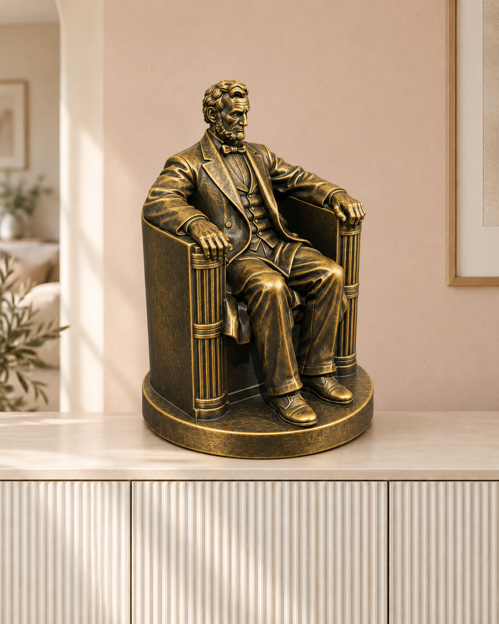 Abraham Lincoln sitzend - 07-handbemalt-gold