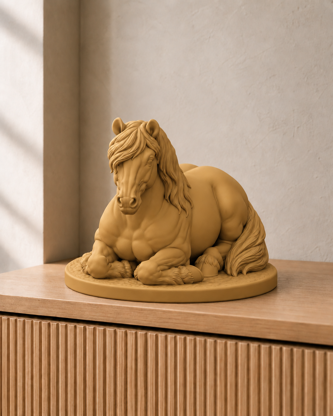 Haflinger liegend – Pferdefigur – 07 handbemalt gold