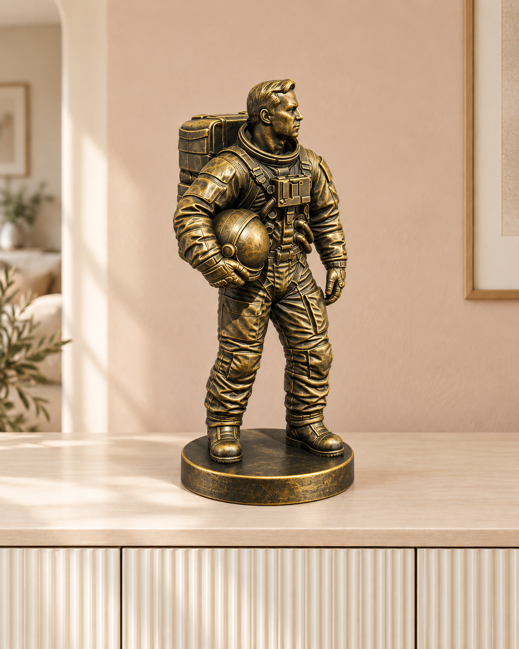 Astronaut mit Helm - 07-handbemalt-gold