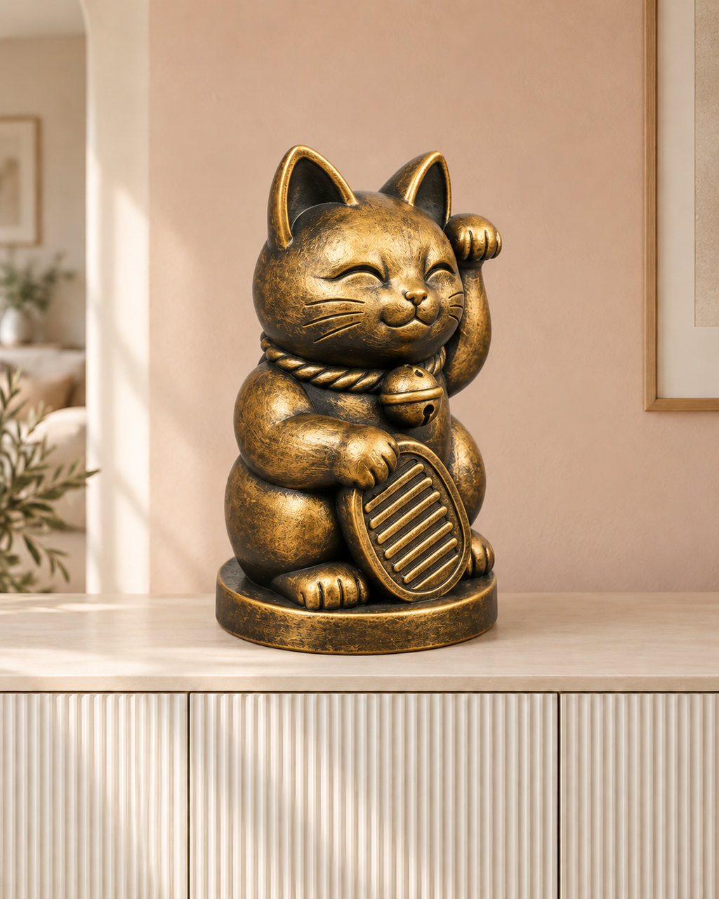 Glückskatze Maneki-neko – 07-handbemalt-gold