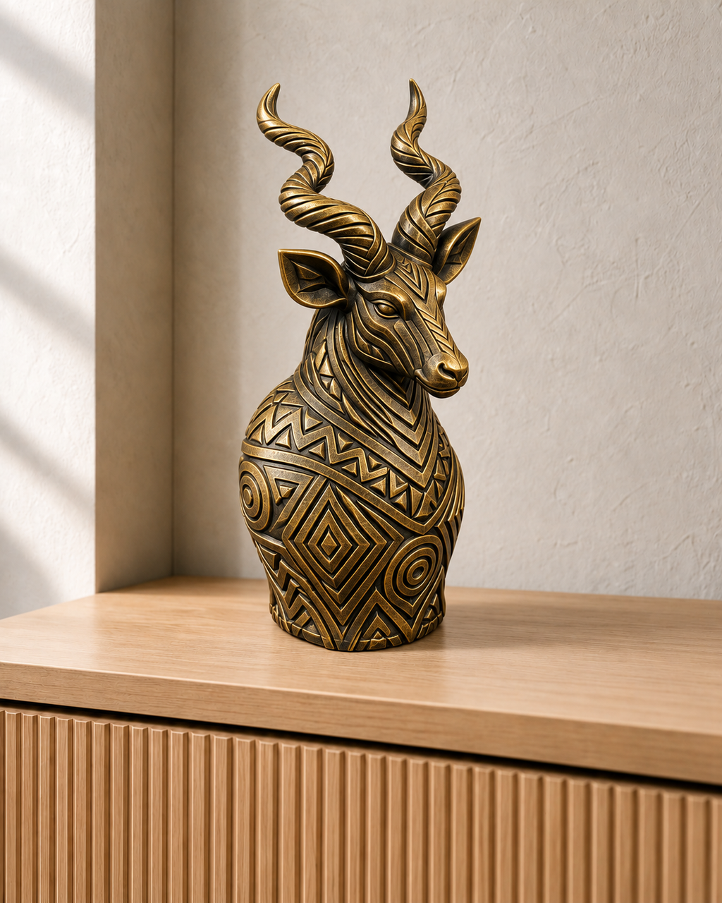 Kudu-Büste – 07 handbemalt gold