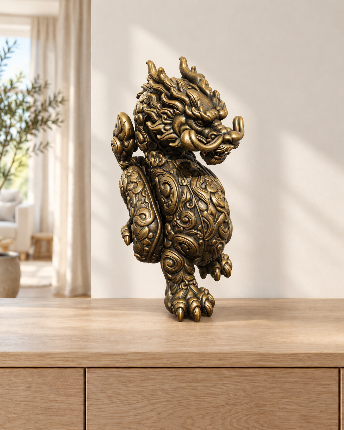 Chinesischer Drache – 07 handbemalt gold