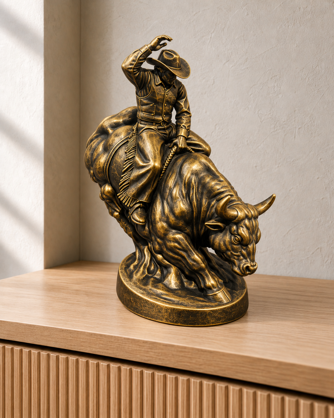 Rodeo-Bullenreiter - 07-handbemalt-gold