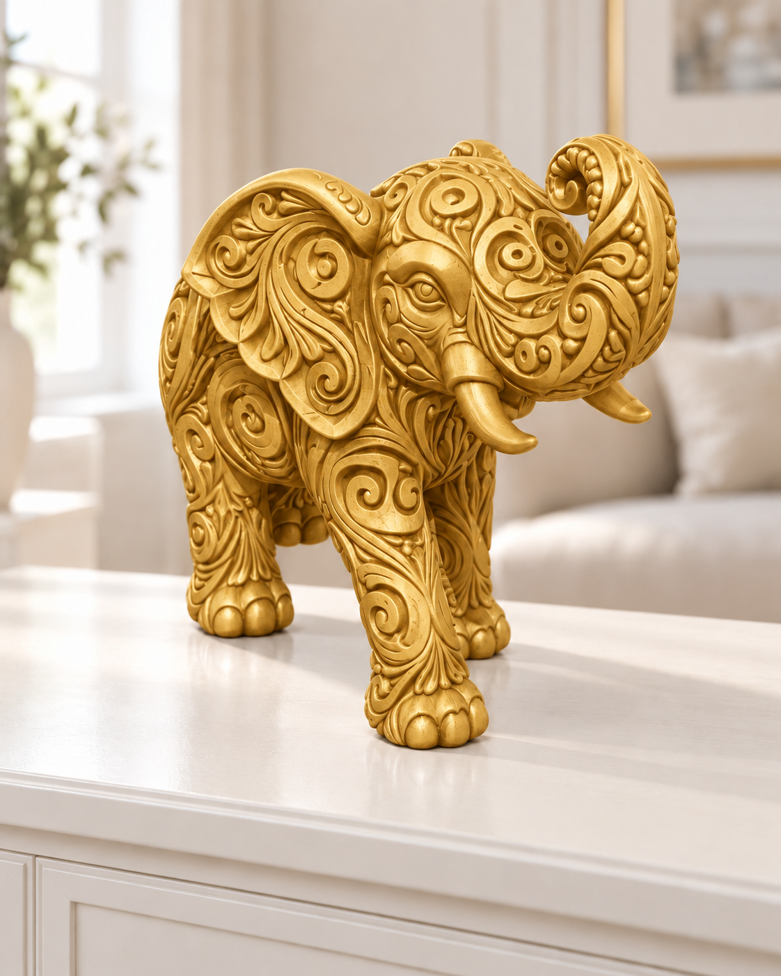 Elefant Ornament - Gold gedruckt Wohnzimmer