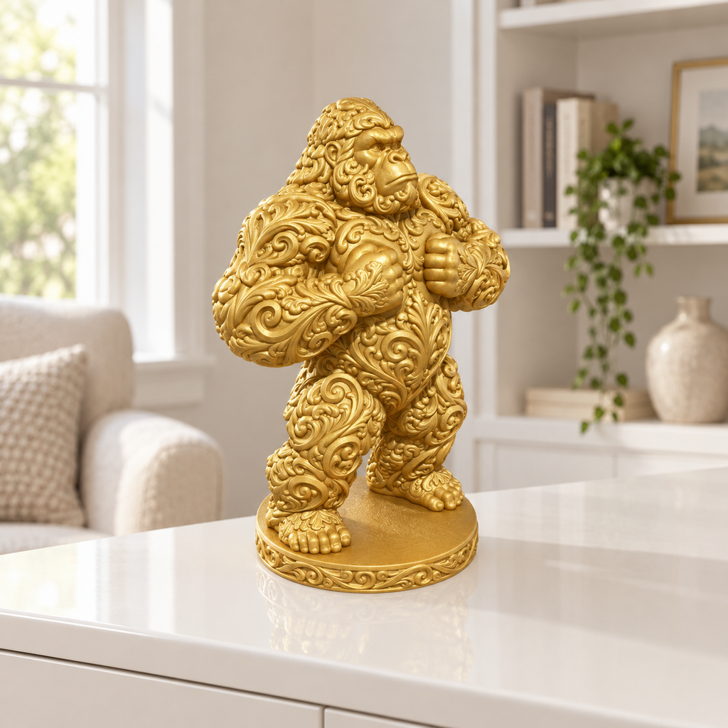 Gorilla trommelnd Ornament - Gold gedruckt Wohnzimmer