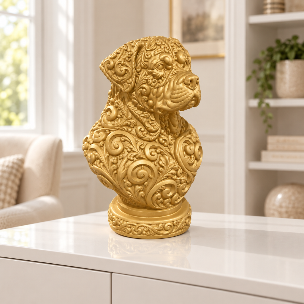 Rottweiler-Büste Ornament - Gold gedruckt Wohnzimmer