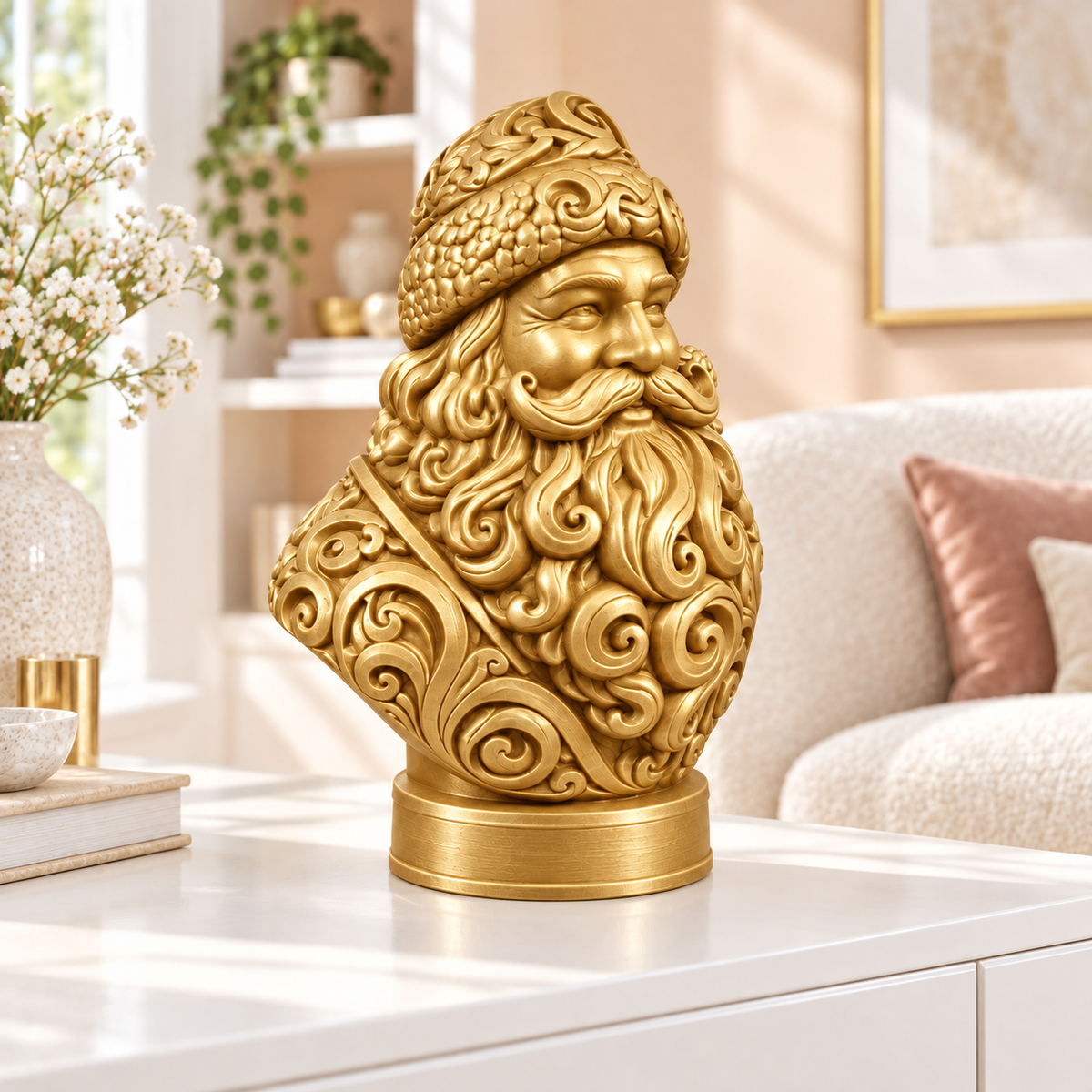 Weihnachtsmann-Büste Ornament - Gold gedruckt Wohnzimmer