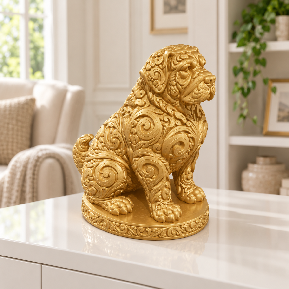 Golden Retriever Ornament - Gold gedruckt Wohnzimmer