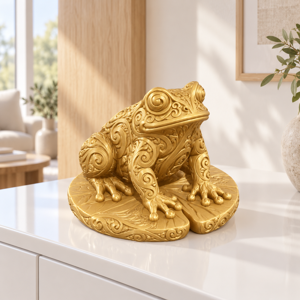 Frosch auf Seerosenblatt Ornament - Gold gedruckt Wohnzimmer