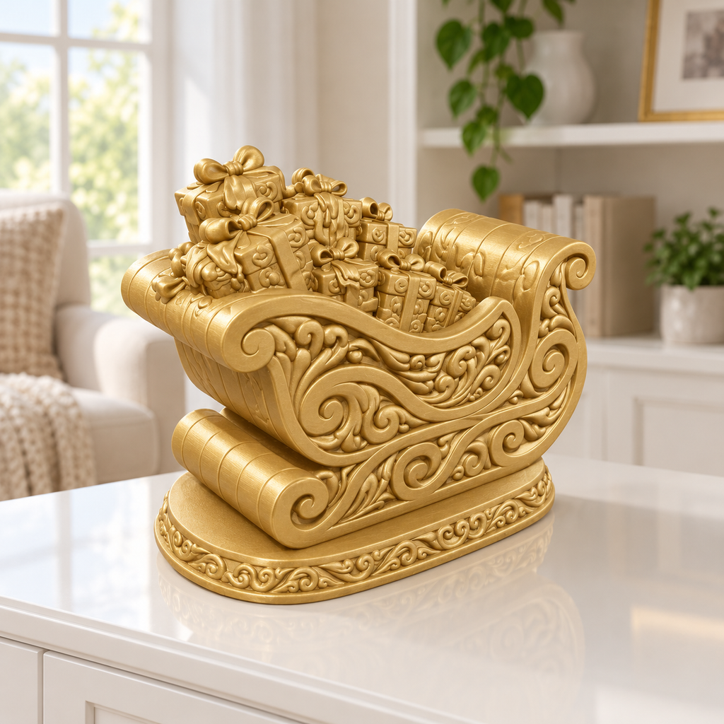 Geschenkschlitten Ornament - Gold gedruckt Wohnzimmer