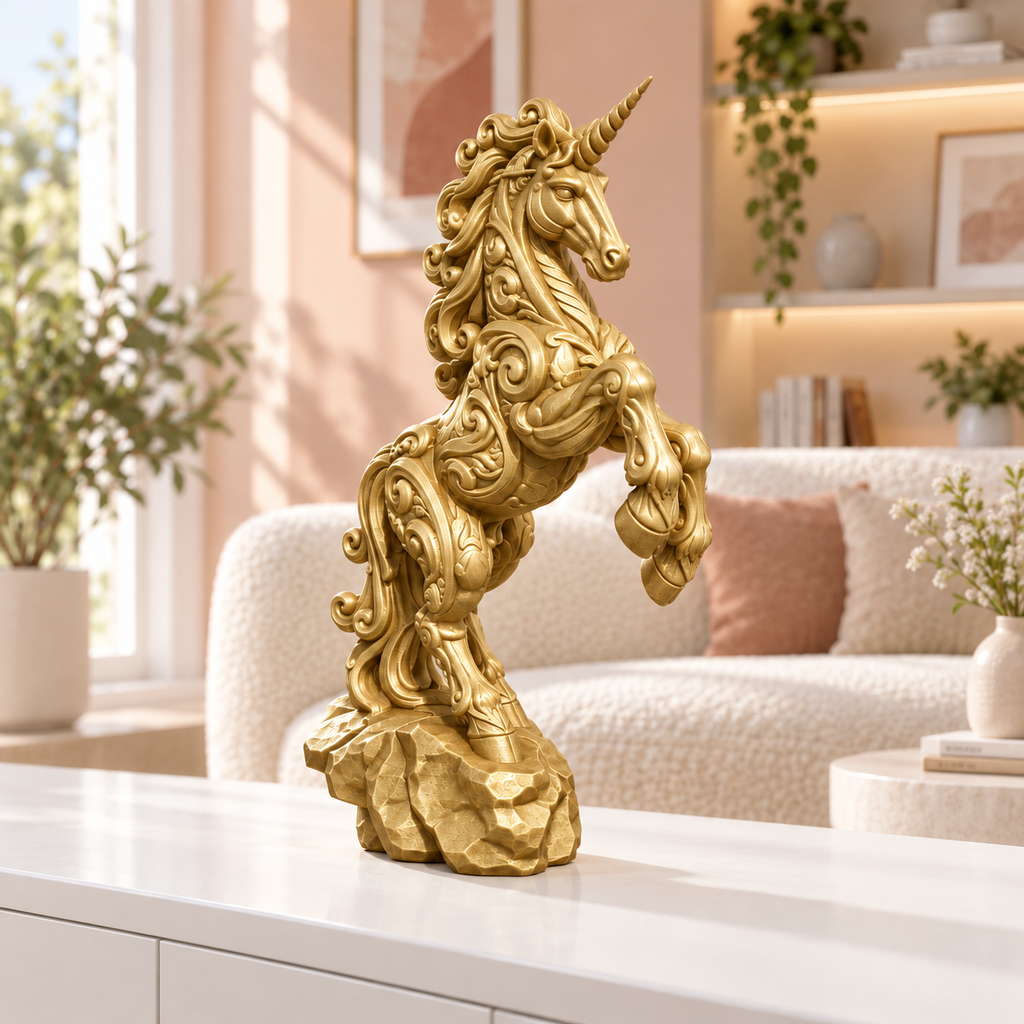 Steigendes Einhorn Ornament - Gold gedruckt Wohnzimmer