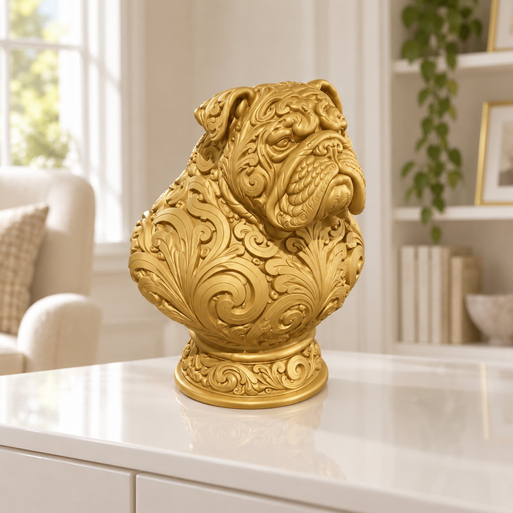 Bulldoggen-Büste Ornament - Gold gedruckt Wohnzimmer