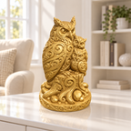 Eule mit zwei Jungen Ornament - Gold gedruckt Wohnzimmer