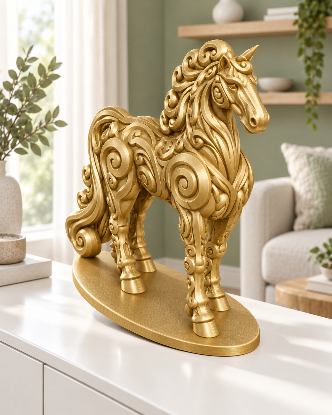 Pferd Ornament - Gold gedruckt Wohnzimmer