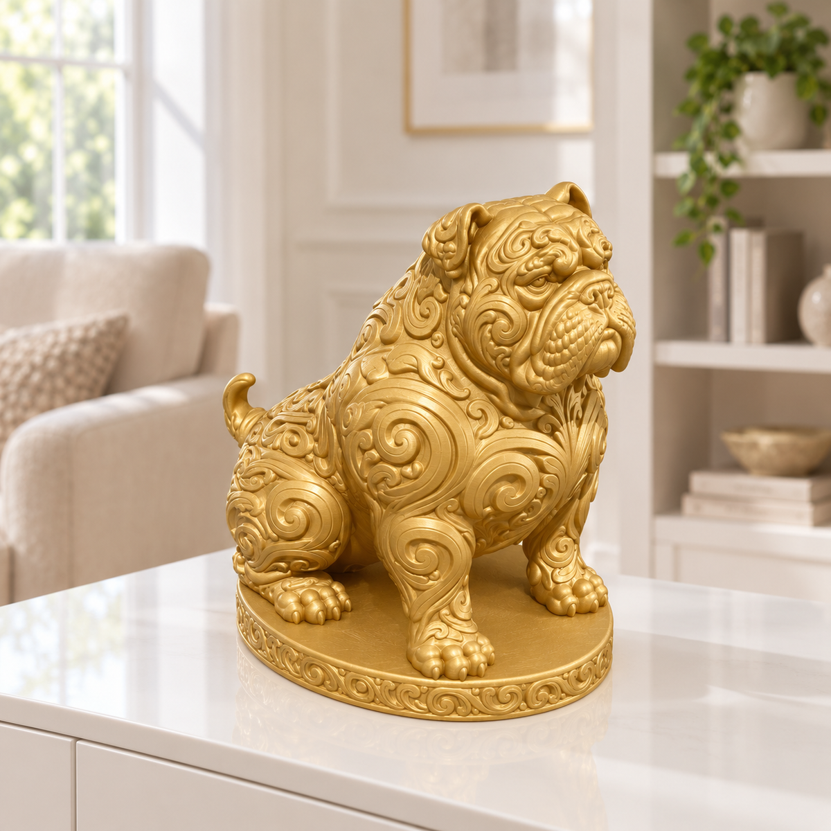 American Bully sitzend Ornament - Gold gedruckt Wohnzimmer