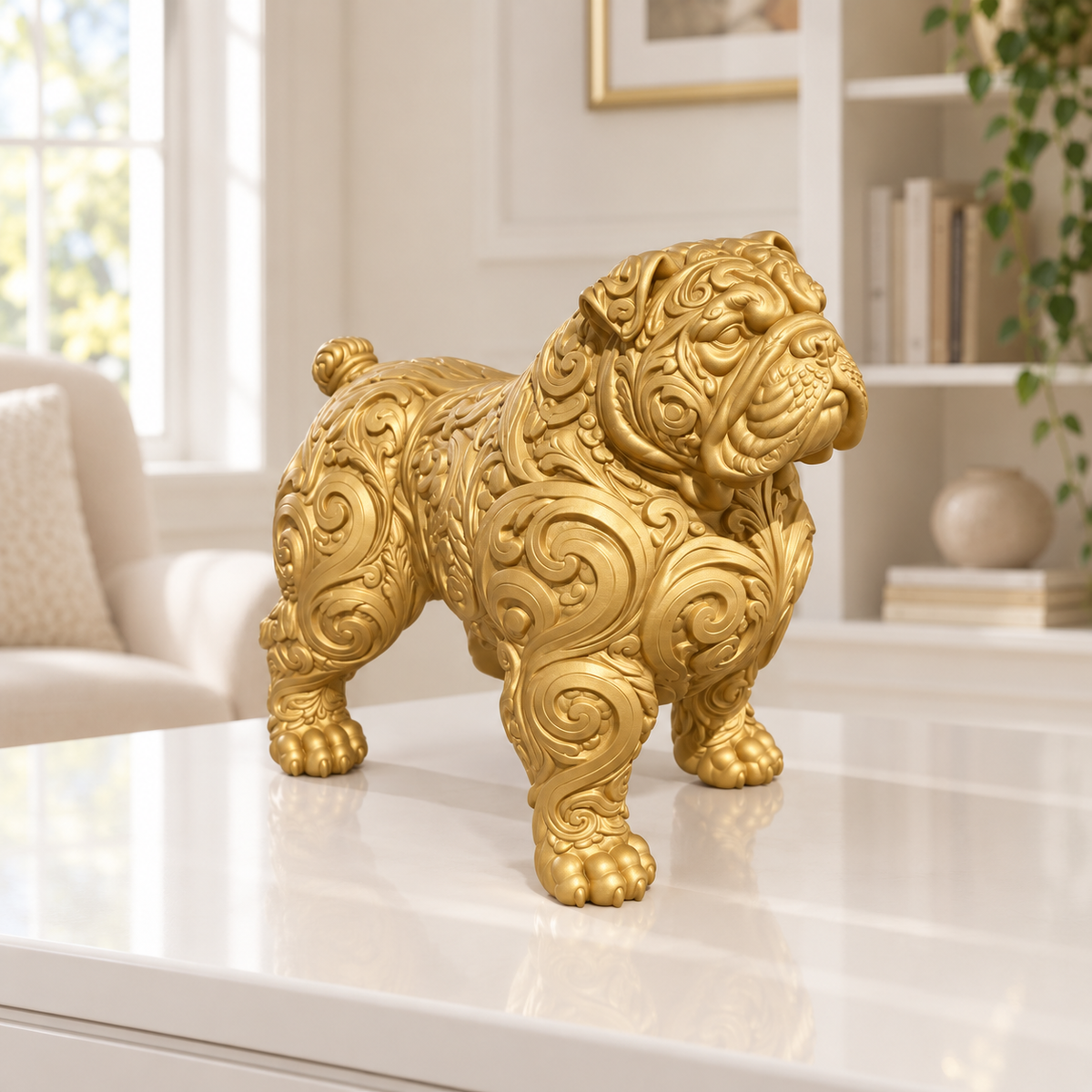 American Bully stehend Ornament - Gold gedruckt Wohnzimmer