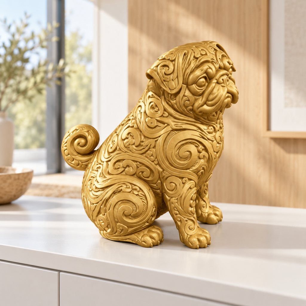 Mops Ornament - Gold gedruckt Wohnzimmer