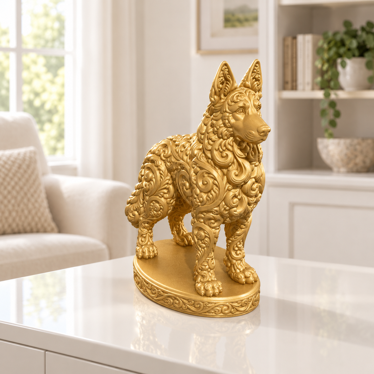 Deutscher Schäferhund Ornament - Gold gedruckt Wohnzimmer