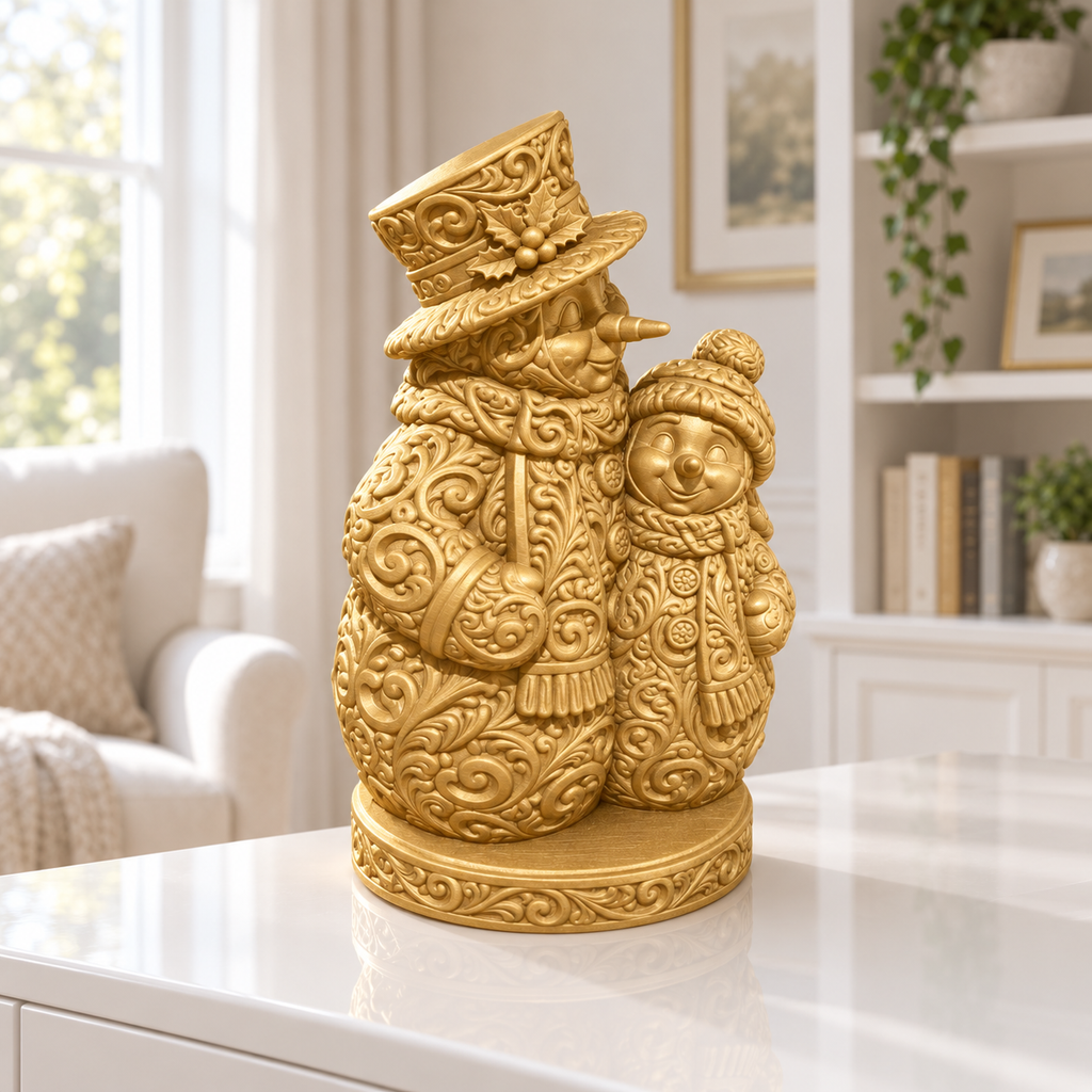Schneemann-Familie Ornament - Gold gedruckt Wohnzimmer