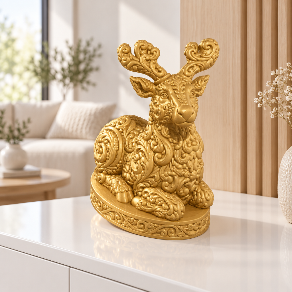Liegendes Rentier Ornament - Gold gedruckt Wohnzimmer