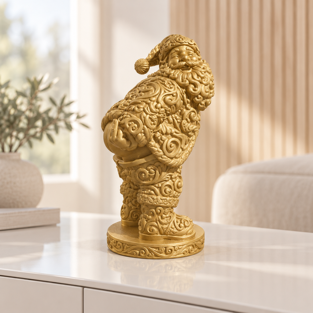 Santa mit Po und Finger Ornament - Gold gedruckt Wohnzimmer