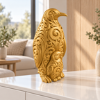 Pinguin mit Küken Ornament - Gold gedruckt Wohnzimmer