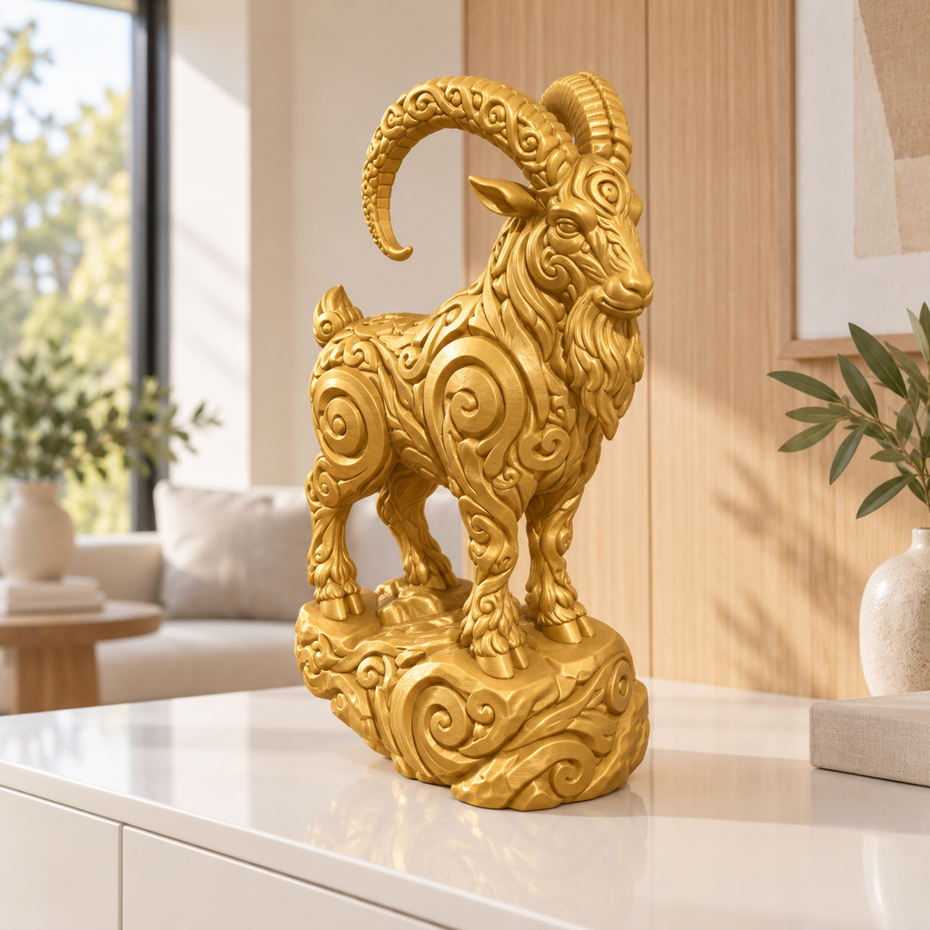 Ziegenbock Ornament - Gold gedruckt Wohnzimmer