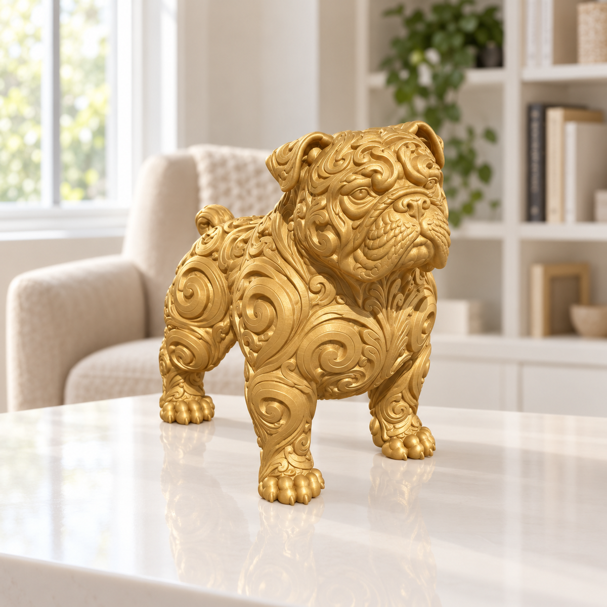 Staffordshire-Bullterrier Ornament - Gold gedruckt Wohnzimmer