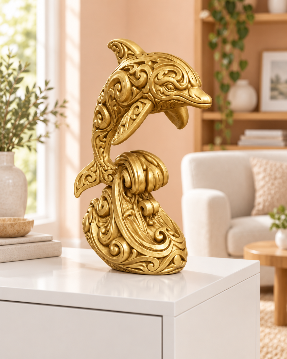 Delfin Ornament - Gold gedruckt Wohnzimmer